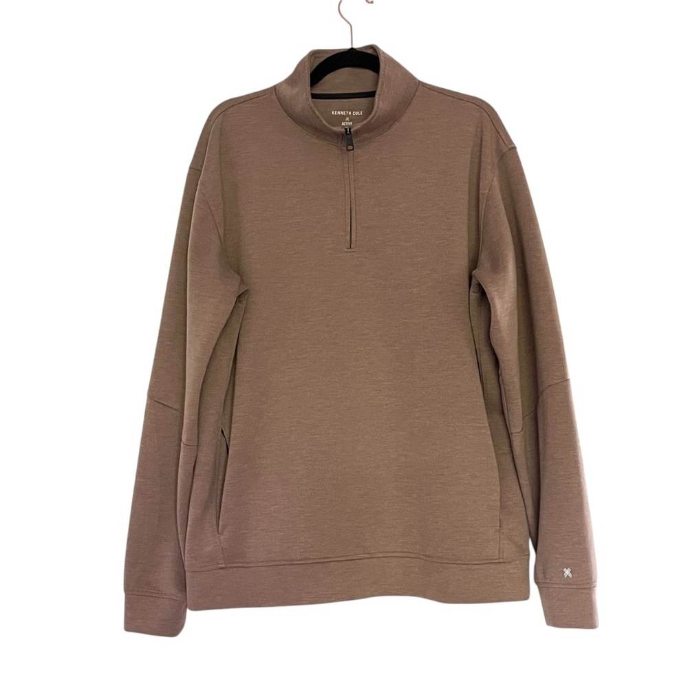 Kenneth Cole Active Pullover Mens XL 1/4 Zip brown Side Pockets Hiking Outdoors‎